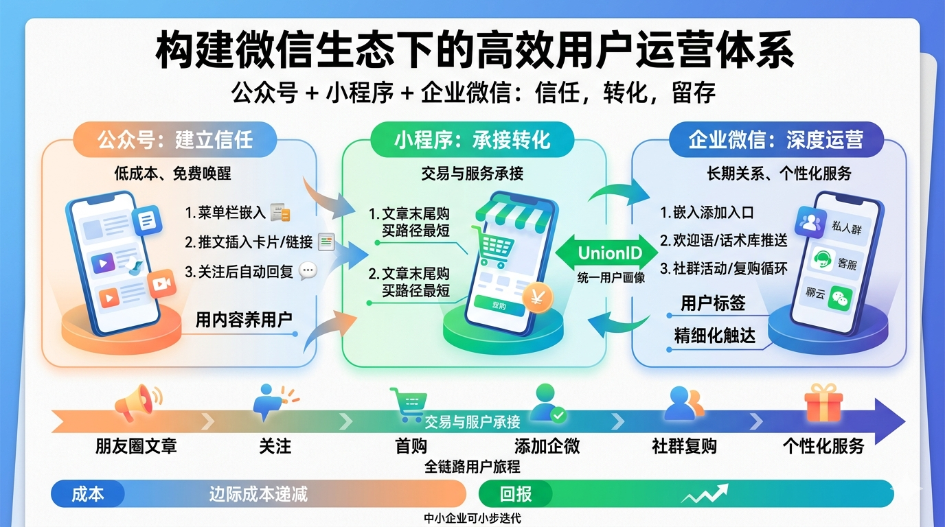小程序和公众号、企业微信如何打通？全链路运营解析