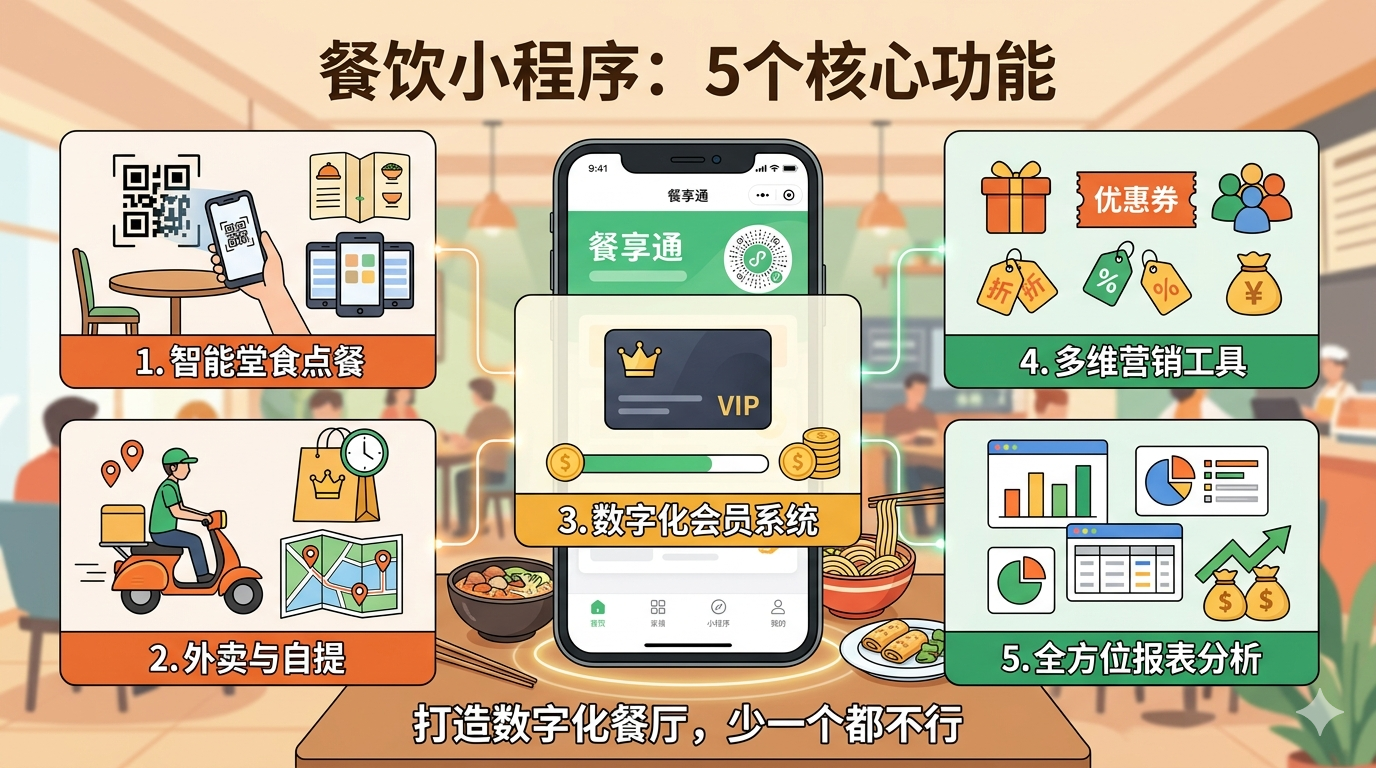 餐饮行业做小程序的 5 个核心功能，少一个都不行？