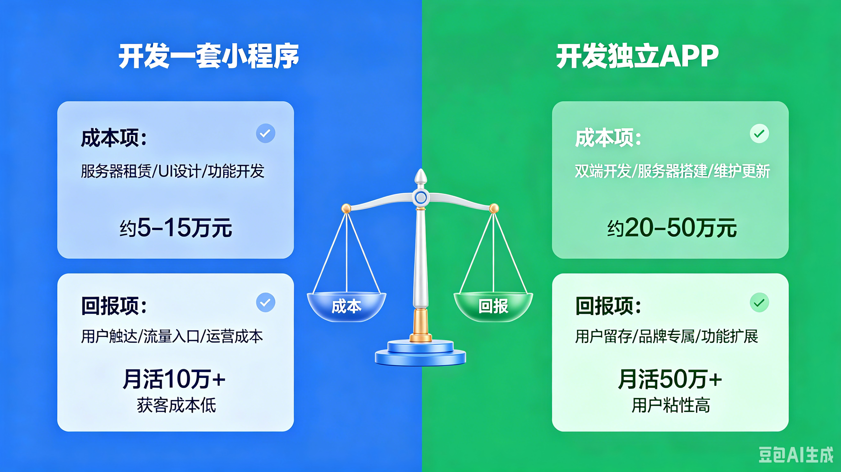 对比：开发一套小程序 vs 开发独立APP，成本与回报的真实差距