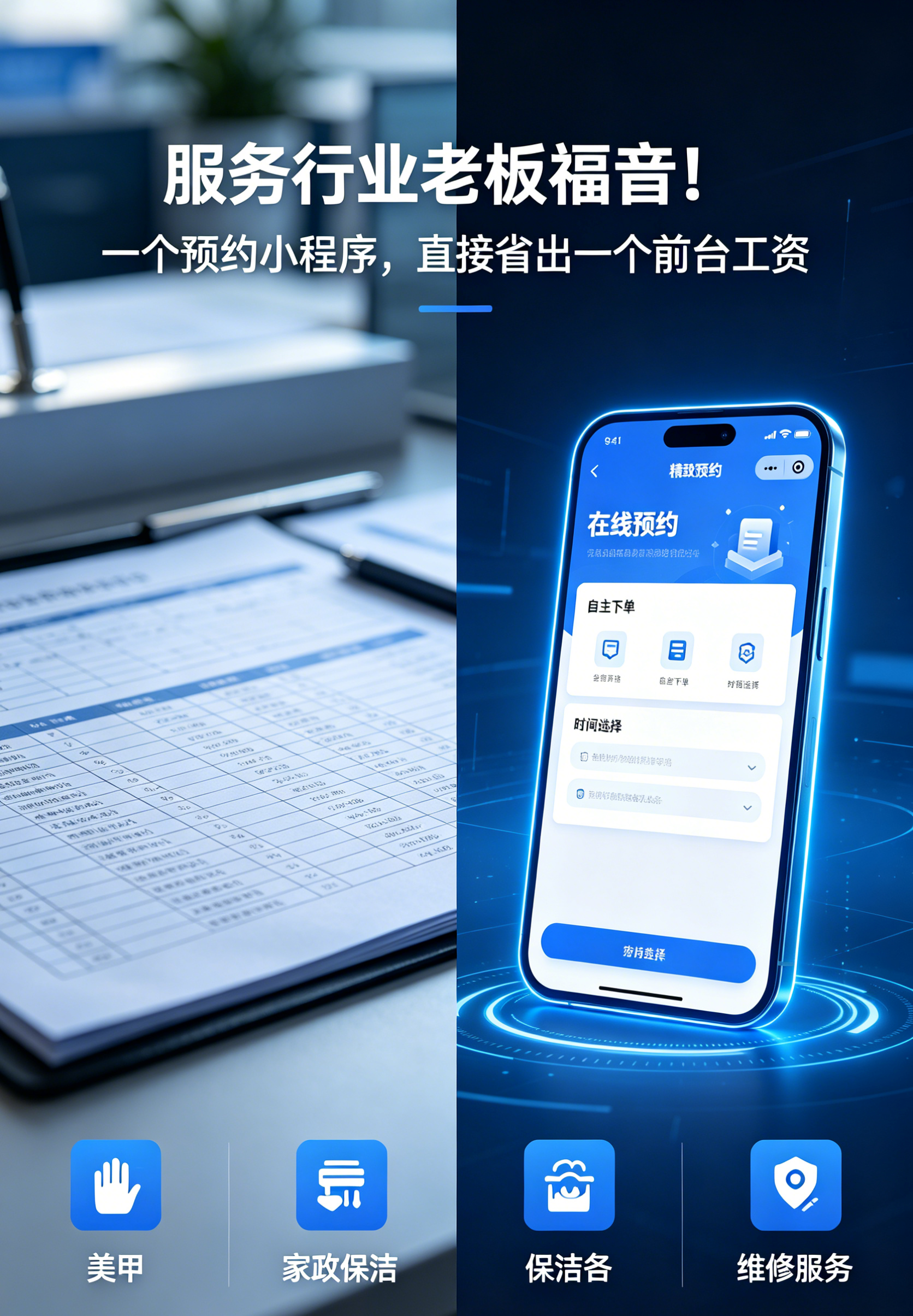 服务行业（美甲/家政/维修）福音：一个“预约小程序”是如何帮你省掉一个前台工资的？